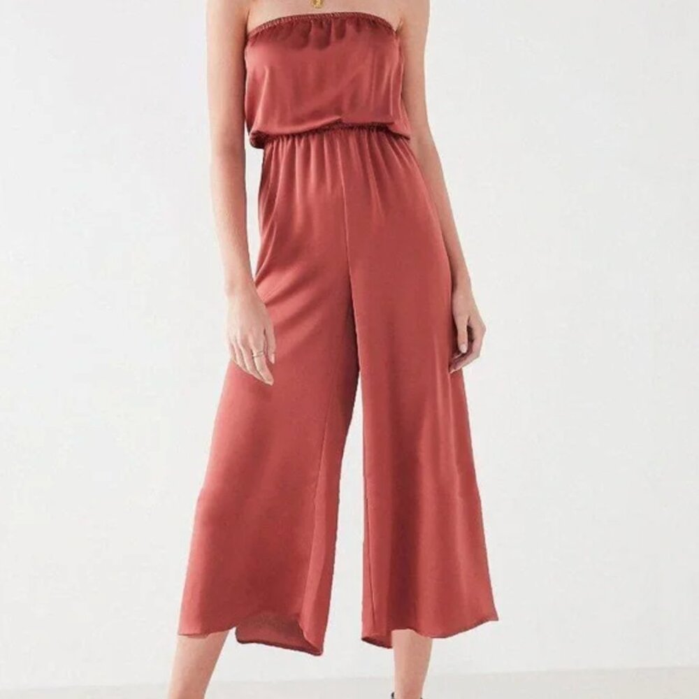 Urban Outfitters Satin Tube Top Culotte Jumpsuit